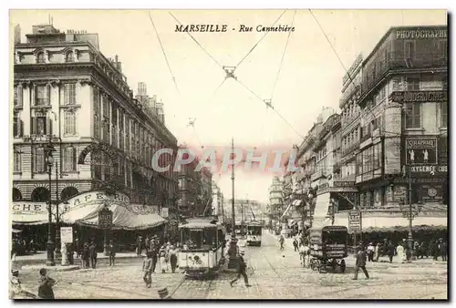 Ansichtskarte AK Marseille Rue Cannebiere Tramways