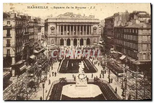 Ansichtskarte AK Marseille Square de la Bourse Tramways