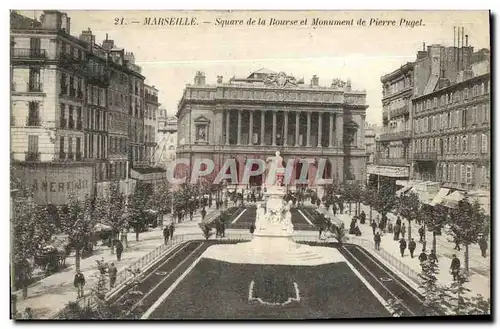 Ansichtskarte AK Marseille Square de la Bourse et Monument de Pierre Pugel