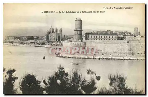 Ansichtskarte AK Marseille Le fort Saint Jean et la Cathedrale vus du Pharo