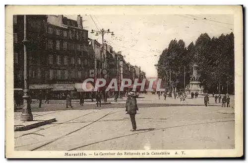 Cartes postales Marseille Le Carrefour des Reformes et la Cannebiere