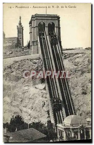 Cartes postales Marseille Ascenseurs de N D de la Garde