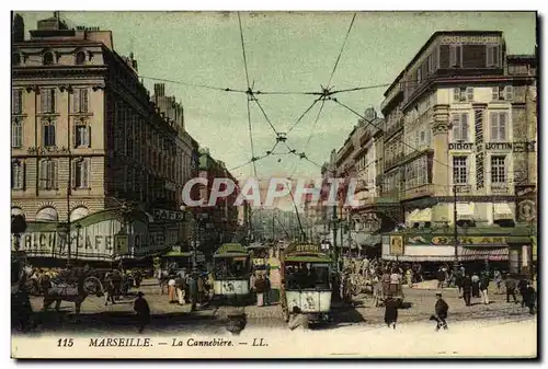 Cartes postales Marseille La Cannebiere Tramways