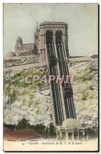 Cartes postales Marseille Ascenseurs de N D de la Garde