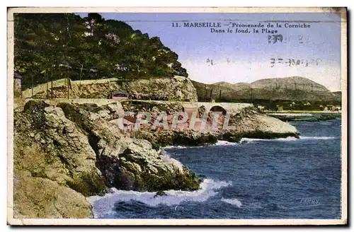 Ansichtskarte AK Marseille Promenade de la Corniche Dans le fond la Plage