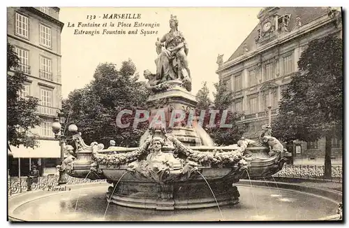 Ansichtskarte AK Marseille La Fontaine et la Place Estrangin