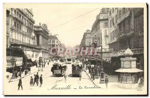 Ansichtskarte AK Marseille La Cannebiere Tramways