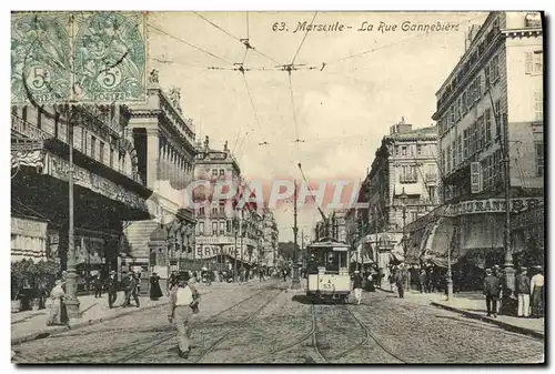 Cartes postales Marseille La Rue Cannebiere Tramway