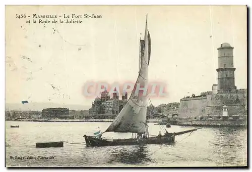 Ansichtskarte AK Marseille Le Fort St Jean et la Rade de la Joliette Bateau