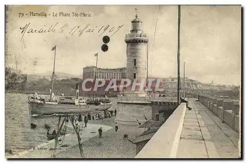 Ansichtskarte AK Marseille Le Phare Ste Marie Bateau