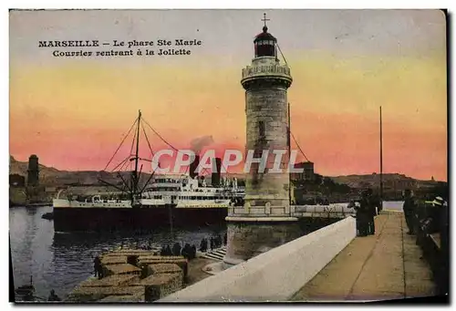 Ansichtskarte AK Marseille Le Phare Ste Marie Courrier Rentrant a la Joliette Bateau