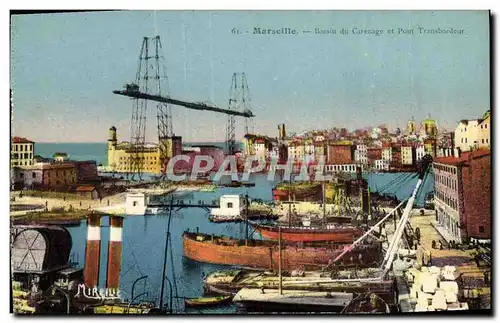 Ansichtskarte AK Marseille Bassin du Carenage et Pont Transbordeur Bateaux