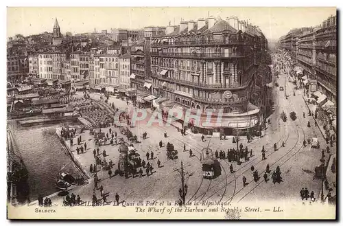 Cartes postales Marseille Le Quai Port et la Rue de la Republique