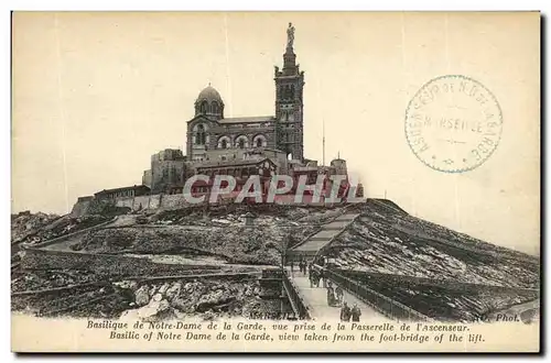 Ansichtskarte AK Marseille Basilique de Notre Dame La Garde Vue Prise de la Passerelle de l ascenseur