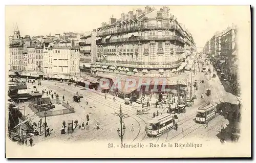 Cartes postales Marseille Rue de la Republique Tramways