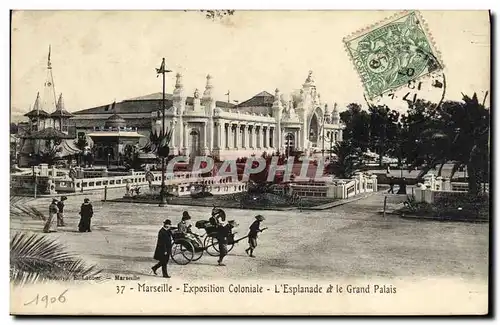 Cartes postales Marseille Exposition Coloniale L Esplanade le Grand Palais