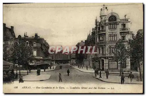 Cartes postales Arras Rue Gambetta et la Gare