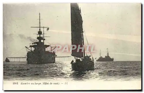 Cartes postales Bateau Guerre Escadre au Large Effet de nuit