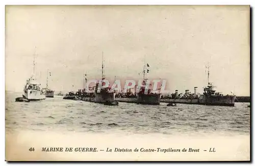 Cartes postales Bateau Guerre Marine de Guerre La Divison de Contre Torpilleurs de Brest