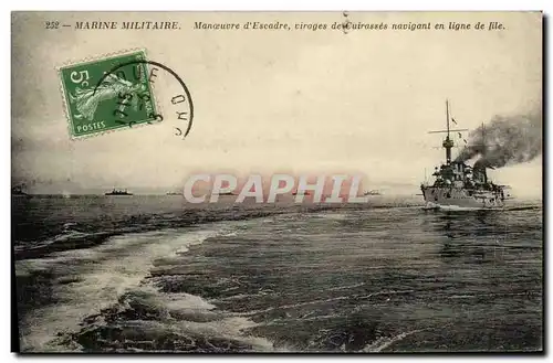 Ansichtskarte AK Bateau Guerre Marine Militaire Manoeuvre d Escarde virages de Cuirasses navigant en ligne de lil