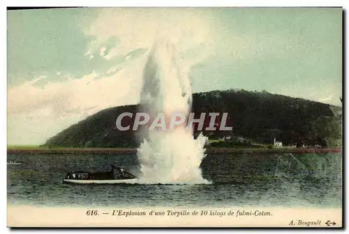 Cartes postales Bateau Guerre L Explosion d Une Torpille de 10 kilogs de fulmi Coton