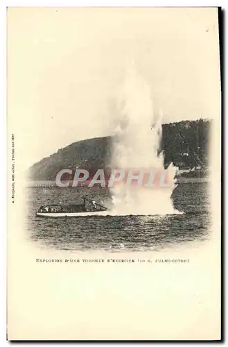 Cartes postales Bateau Guerre Explosion d Une Torpille d Exercice 10k fulmi coton