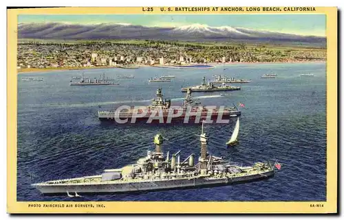 Ansichtskarte AK Bateau Guerre U S Batteleships at Anchor Long Beach California