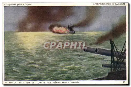 Cartes postales Bateau Guerre L Africa Fait Feu De Toutes Les Pieces D Une Bordee