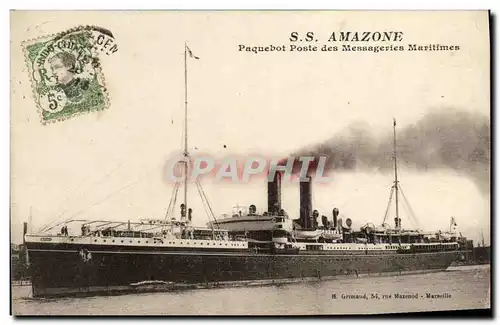 Cartes postales Bateau Guerre S S Amazone Paquebot des Messageries Maritimes