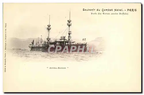 Cartes postales Bateau Guerre Souvenir du Combat Naval Paris Porte des Ternes Amiral Baudin