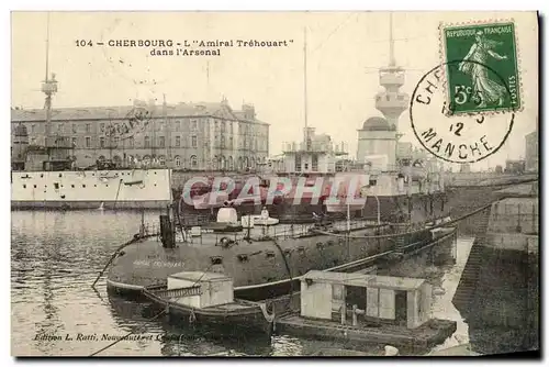 Ansichtskarte AK Bateau Guerre Cherbourg L Amiral Trehouart dans l Arsenal