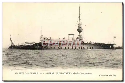 Ansichtskarte AK Bateau Guerre Marine Militaire Amiral Trehouart Garde Cotes cuirasse