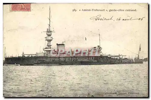 Ansichtskarte AK Bateau Guerre Amiral Trehouart garde cotes cuirasse