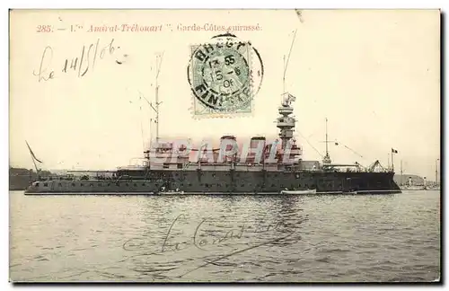 Ansichtskarte AK Bateau Guerre Amiral Trehouart Garde Cotes cuirasse