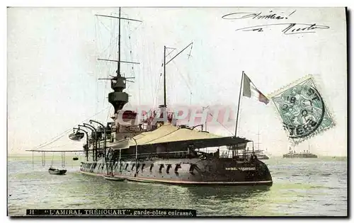 Ansichtskarte AK Bateau Guerre L Amiral Trehouart Garde Cotes cuirasse