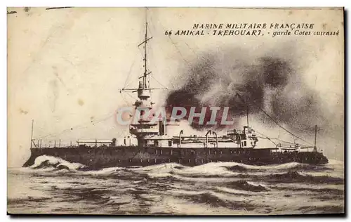 Ansichtskarte AK Bateau Guerre Marine Militaire Francaise Amiral Trehouart garde cotes cuirasse
