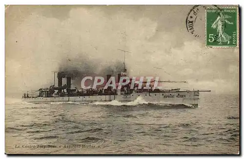 Cartes postales Bateau Guerre Le Contre torpilleurs Aspirant Herber