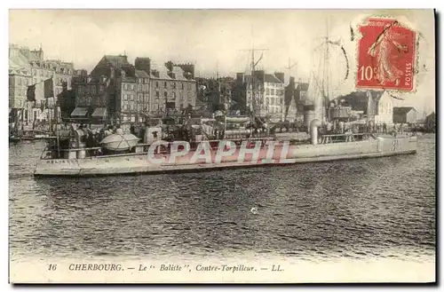 Ansichtskarte AK Bateau Guerre Cherbourg Le Baliste Contre Torpilleur