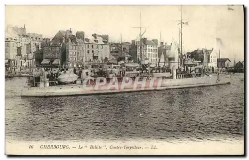 Ansichtskarte AK Bateau Guerre Cherbourg Le Baliste Contre Torpilleur