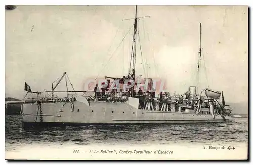 Cartes postales Bateau Guerre Le Bellier Contre Torpilleur d Escadre