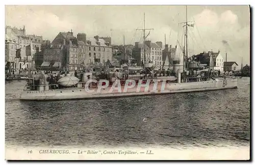 Ansichtskarte AK Bateau Guerre Cherbourg Le Bellier Contre Torpilleur