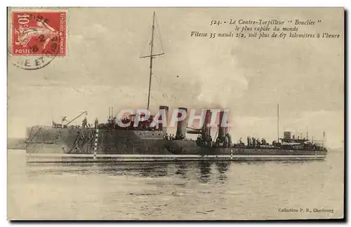 Cartes postales Bateau Guerre Le Contre Torpilleur Bouclier le plus rapide du monde