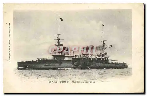 Cartes postales Bateau Guerre Le Bouvet Cuirasse a tourelles