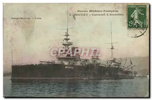 Cartes postales Bateau Guerre Marine Militaire Francaise Bouvet Cuirasse a tourelles