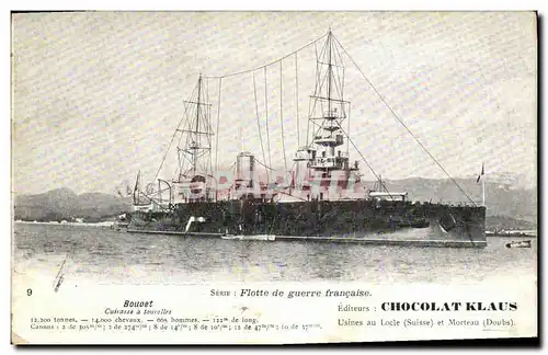 Cartes postales Bateau Guerre Flotte de guerre francaise Bouvet Cuirasse a tourelles