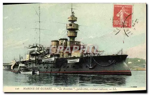 Ansichtskarte AK Bateau Guerre Marine de Guerre Le Bouvines garde cotes croiseur cuirasse