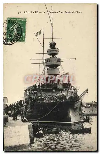 Cartes postales Bateau Guerre Le Havre Le Bouvines au Bassin de l Eure