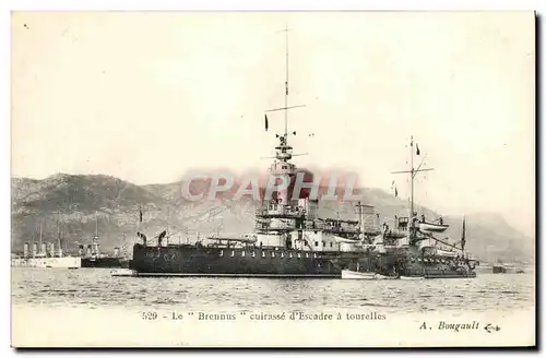 Ansichtskarte AK Bateau Guerre Le Brennus Cuirasse d Escadre a tourelles