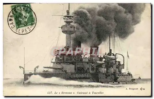 Cartes postales Bateau Guerre Le Brennus Cuirasse a Tourelles