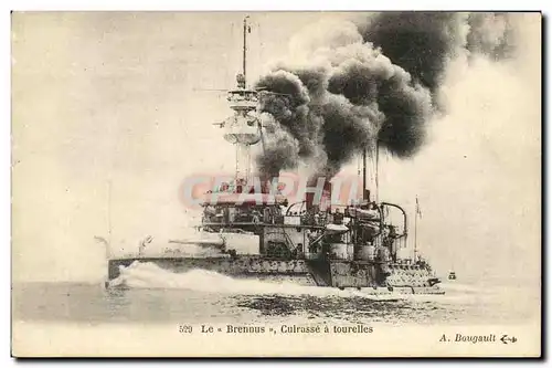 Cartes postales Bateau Guerre Le Brennus Cuirasse a Tourelles